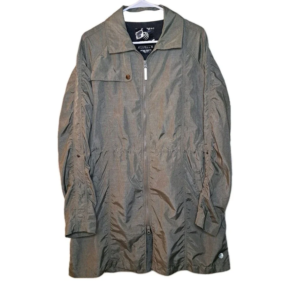 MPG Women Rain Coat Green Lightweight Size XL Breathable Zip Parka Green - Picture 1 of 10